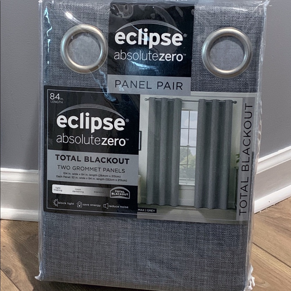 NEW Blackout Grey Curtains 84”